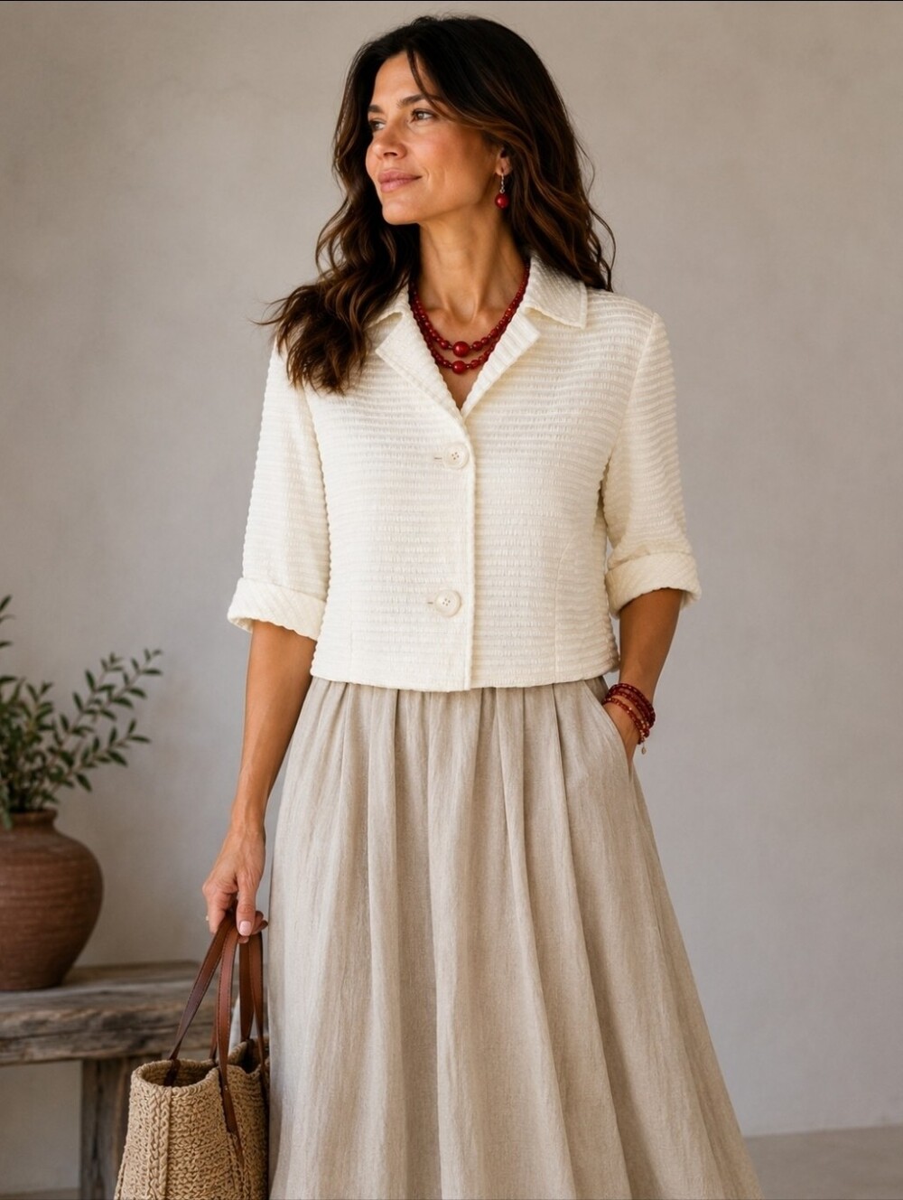Akris Punto M White Cream Textured Cropped Blazer Formal Bolero Style
